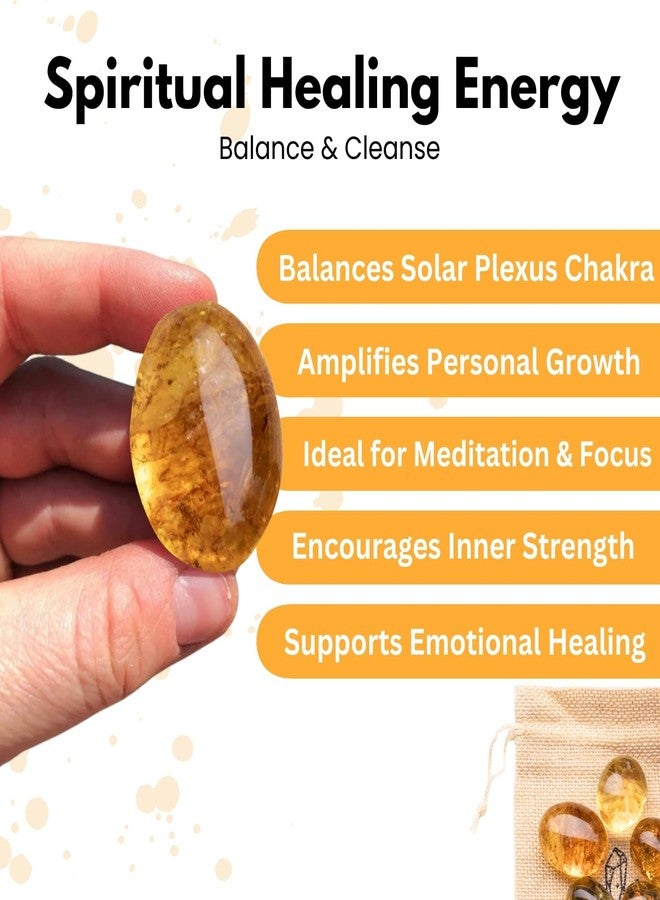 Plus Value Premium Citrine Tumbled Sunela Pebbles Stone Reiki Healing Crystal Aura Chakra (100grams, jute bag) - Image 3